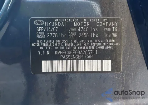 2008 Hyundai Azera Limited z USA, uszkodzony, nr VIN KMHFC46F08A285711